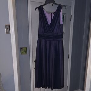 Elegant Navy & Lavender Sleeveless Dress